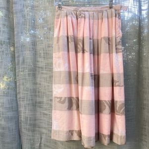 Vintage 80’s Century pleated camo leaves and stripes midi skirt light pink